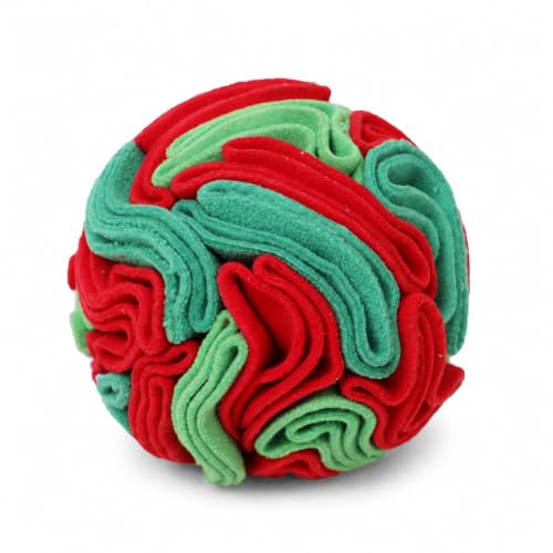 Snuffle Ball for Dogs - Interactive Dog Toys to Keep Them Busy, Dog Puzzle Toy with Soft Fabric for Small, Medium, Large Dogs Daily Companionship, Training Reward Gift - color: Red & Green, size: Small
