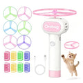 Cat Toy Disc Launcher,Rechargeable Interactive Cat Fetch Toy with 6 Discs - color: Pink