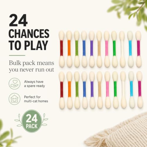 Glaciart One Catnip Swabs Cat Toys 24 Pack Wool Felt Chew Toy - color: Mixed Colors Swabs 24pcs, size: Regular