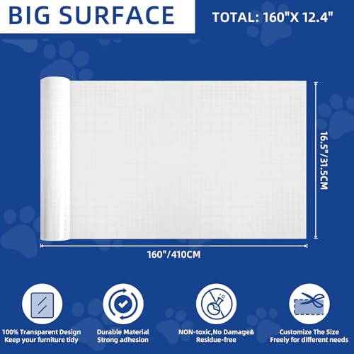 TOOSOFt Anti Cat Scratch Furniture Protector Clear Thicken Vinyl 160"x12.4" - size: 160"x12.4"