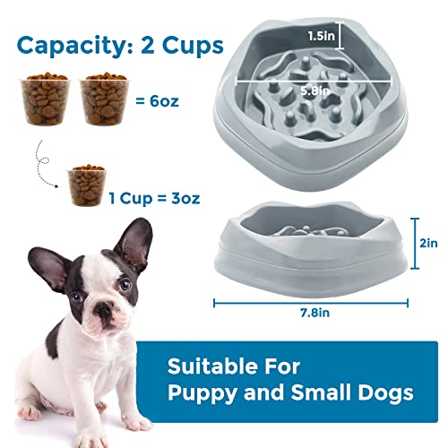 VANNON Slow Feeder Dog Bowls Non Slip Puppy Bowl Durable Dog Puzzle Feeder Bloat Stop Food Bowls for Puppy and Small Dogs, BPA Free, 2 Cups, Grey - color: E-Grey-Small-2Cups