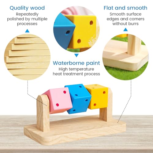 MiOYOOW Hamster Chew Toys, Wooden Small Animals Enrichment Toy Chinchillas Foraging Toys for Hamsters Guinea Pigs Squirrels Rabbits