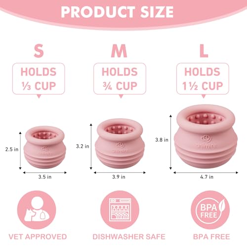 Treat Dispensing Dog Toy, Long-Lasting Interactive Puzzle Toys for Dogs, Stuffable Dog Enrichment Frozen Lick Treat Toy for Boredom, BPA Free Silicone Fetch Catch Chew Toy (Pink,L) - color: Pink, size: L