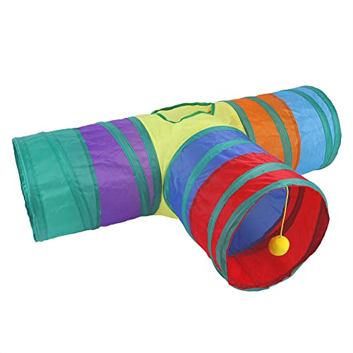 Rainbow Cat Tunnel with Interactive Ball Kitty Rabbit Play Tube Toy (3 Way)