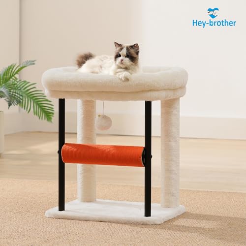 Hey-brother Cat Tree, Sturdy Tower with Sisal-Wrapped Columns, MPJ010SM - color: Beige, size: 18.9 inches