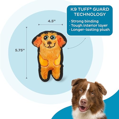 Outward Hound Durablez Minis Stuffing-Free Squeaky Plush Dog Toy for Puppies & Small Dogs - Interactive, Soft Yet Tough, No Mess, Jumbo Squeaker, Long-Lasting Play, Dog - color: Dog