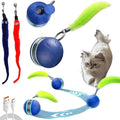 Interactive Cat Toy Ball Automatic Interactive Cat Toys for Indoor Cats with Birdsong 3 Tails 3 Modes Newly Upgraded Speedy 2.0 Tail Cat Toys for Kitten/Small/Medium/Large Cats to Keep Them Busy(Blue) - color: C01-Blue