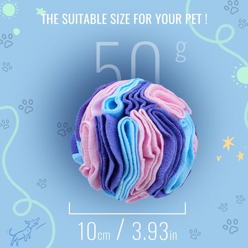 Pet Snuffle Ball, Puzzle Sniffing Interactive Dog Ball for Blind Dogs Training Stress Relief Dog Enrichment Toys Treat Machine Washable (Macarons Color, 10cm) - color: Macarons color, size: 10cm