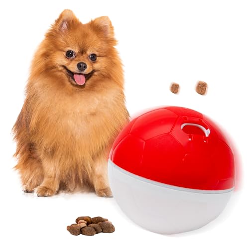 amicus - Crazy Ball Treat Dispenser, Smart Dog Treat Dispenser Ball - Pets Enrichment Toys - Dog Toys to Keep Them Busy - Slow Feeder - 300g/10.5 oz - Red/White - color: Red & White, size: 300g
