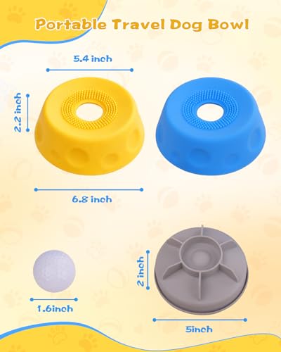 2 Pack Slow Feeder Dog Bowl with Rolling Ball, Interactive Lick Bowl for Dogs & Cats Anti-Slip Silicone Lick Mat for Liquid Treat Wet Food Bone Broth Enrichment Toy for Small Medium Large Dogs - color: Blue & Yellow