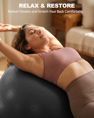 Trideer Yoga Ball for Exercise, Pregnancy, Exercise Ball, Pump Included - color: Black, size: S(15-18ines/38-45cm)