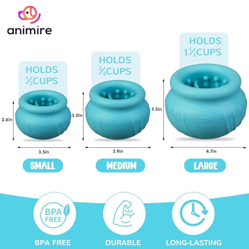 Wobbly Dog Enrichment Lick Toy, Stuffable Frozen Lick Bowl to Keep Dogs Busy, Long-Lasting Interactive Treat Dispensing Dog Toy, Silicone Fetch Catch Chew Toy(Teal,L) - color: Teal, size: L