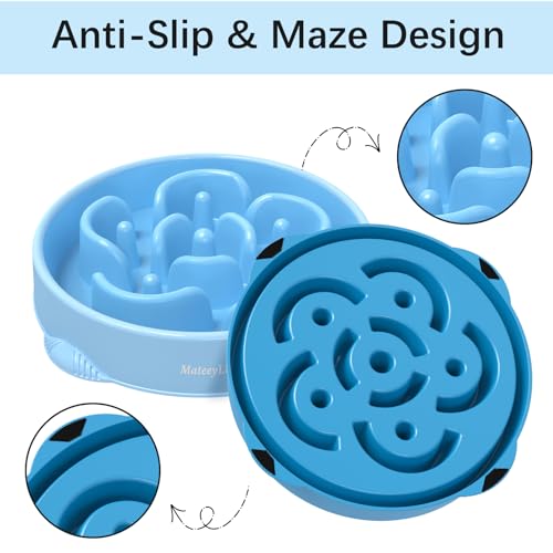 MateeyLife 2-Pack Slow Feeder Dog Bowls, 4 Cups, Dog Puzzle Feeder Bowl - color: A-LightBlue&DarkBlue, size: Large