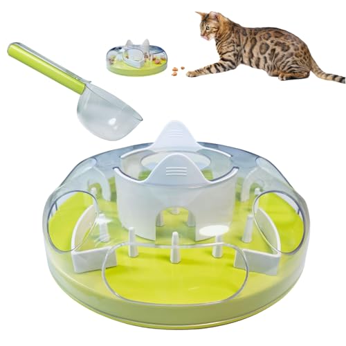 Interactive Cat Treat Puzzle Enrichment Toys, Neon Green - color: Neon Green