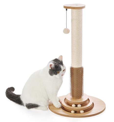 Made4Pets Cat Scratching Post for Indoor Cats with Self Groomer, 28.3" - size: 28.3"H