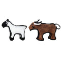 TUFFY® 2 Pack Bull Sheep Small Ultra Durable Plush Dog Toys - color: Brown Jr Bull Black White Jr Sheep