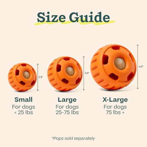 WOOF Pupsicle Interactive Dog Ball Toy for Dogs Small 10-25 lbs - Orange - color: Orange, size: Small