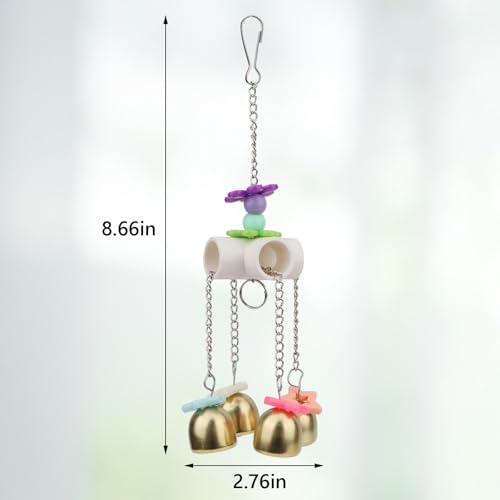 Hypeety Bird Bell Toy with Sweet Sound Cage Hanging Swing Bell for Parakeet - color: Bell Toy-4 bells