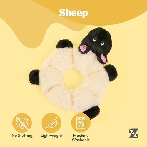 ZippyPaws Loopy No Stuffing Dog Toys to Keep Them Busy - 10" - color: Sheep, size: 10 x 8 x 1 in (Pack of 1)