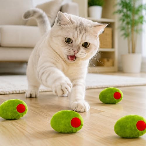 5Pcs Olive Catnip Crinkle Paper Sound Toys for Cat, Catmint Cat Toy Gift - style: Olive (with Crinkle Paper)