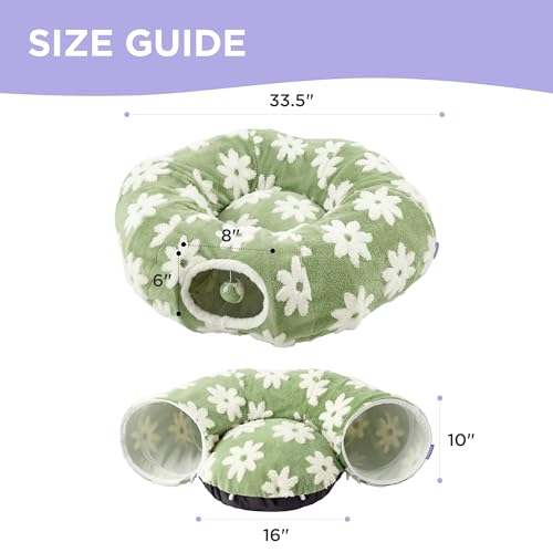 Lesure Donut Cute Jacquard Cat Tunnel Bed Kitten Toys for Puppy Bunny - color: Flower Garden Green, size: Standard (33.5"L x 33.5"W x 10"H)