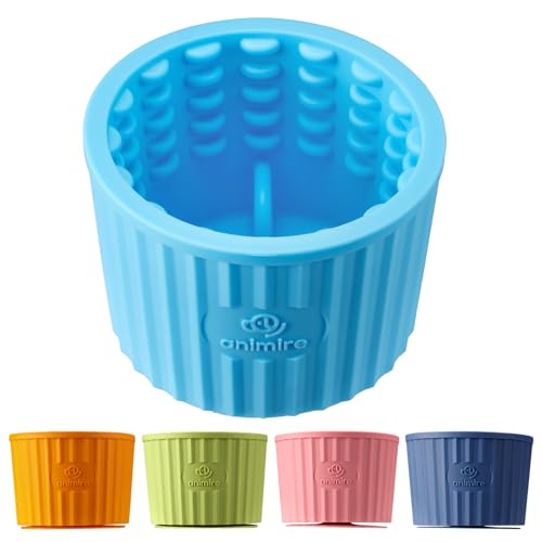 Dog Lick Bowl, Anxiety Relief Dog Licking Mat Freezer Treat Dispenser, Non-Slip Anti-Choking Silicone Slow Feeder Lick Bowl for Small Medium & Large Breed Dogs, BPA Free(Light Blue,S) - color: Light Blue, size: S