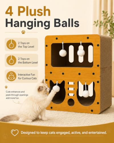 Cardboard Cat Scratcher House for Small Cats and Kittens