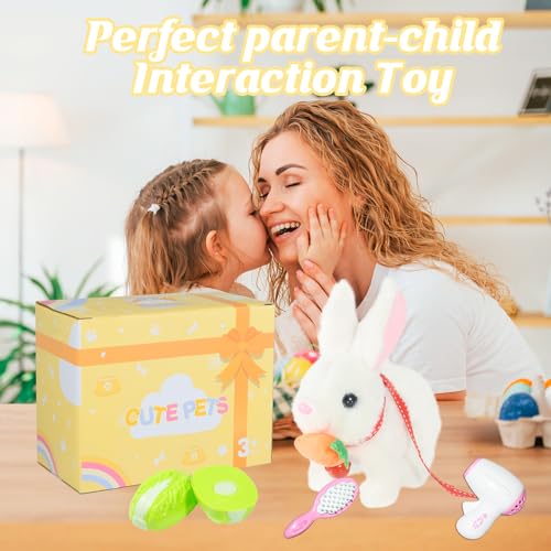 Hopping Rabbit Interactive Electronic Pet Plush Bunny Toy with Sounds and Movements Animated Walking Wiggle Ears Twitch Nose Gift for Toddlers Birthday - color: Bunny