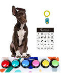 Dog Buttons for Communication - 30s Customizable Sound Button with Anti-Slip Mat & 25 Stickers,Loud and Clear Talking Buttons Set for Pets (4 Color)