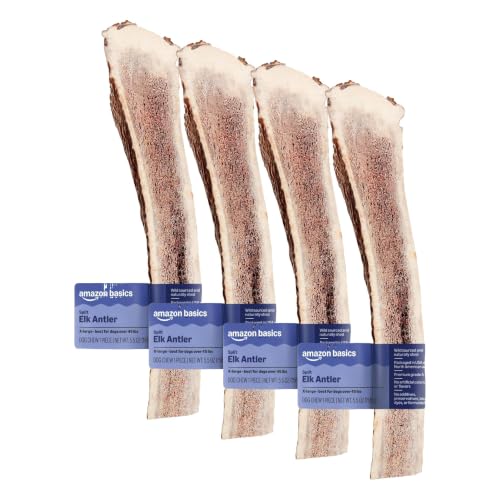 Amazon Basics Split Elk Antler, Naturally Shed, Long Lasting for Aggressive Chewers, X-Large (Best for Dogs Over 45 lbs) (Pack of 4) (Previously Wag) - size: X-Large (Dogs over 45 lbs.) (Pack of 4)