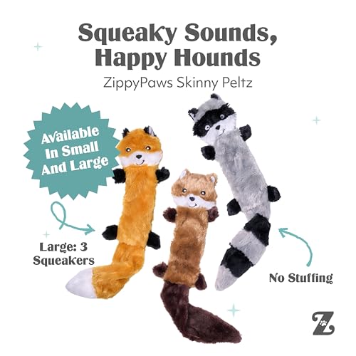 ZippyPaws Skinny Peltz No Stuffing Dog Toy Pack to Keep Them Busy - 18" - style: Variety Pack - Large (3-pack)