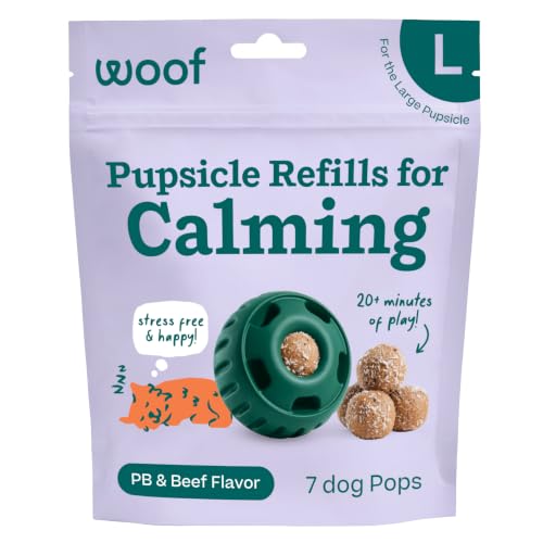 WOOF Pupsicle Refill Pops for Calming - Long-Lasting Refills for The Pupsicle Toy to Promote Calm - Calming Dog Treats - Magnesium for Dogs- Large Pops - 7 Count - size: Large 7 Count