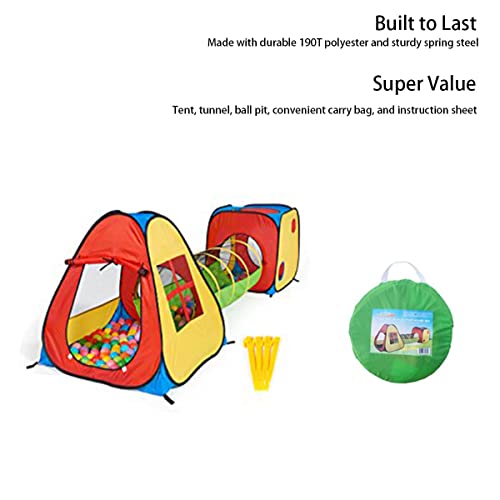 UTEX 3 in 1 Pop Up Play Tent with Tunnel, Indoor/Outdoor Playhouse - color: Red/Yellow & Square Tent