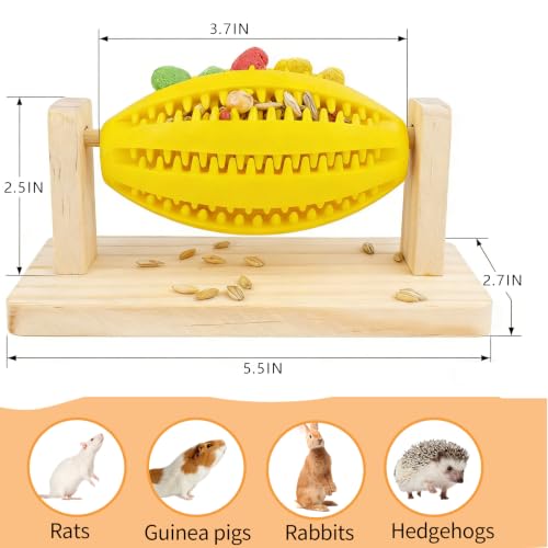 Hamster Enrichment Toys, Guinea Pig Rotating Foraging Toys Interactive Feed Game for Boredom, Food Hide Treat Dispenser Toys for Rat, Small Animal Cage Accessories for Syrian & Dwarf Hamsters - color: Yellow