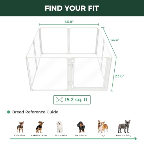 FXW AuraSpace Pro Clear Acrylic Indoor Dog Playpen, 24" H, 8 Panels - color: White, size: 24"H
