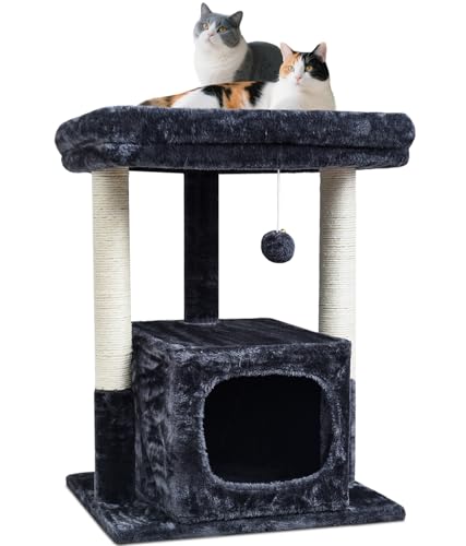 SYANDLVY 27IN Cat Tree for Indoor Cats Large Adult, Modern Activity Tower - color: Smoky