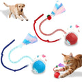 Interactive Cat Toys Smart Ball for Cats & Dogs! Now with 2 Rapid Tails. Features: 360°Auto-Rolling, Motion Activation& Bird Sounds. Perfect for Indoor Pet Exercise & Fun. (Red＆Blue) - color: Red＆Blue1