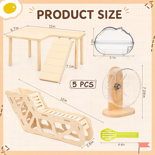 BreezeHug 4 Pcs Hamster Cage Accessories Hamster Platform Toy, Wood - style: Wood