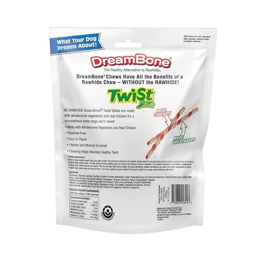 DreamBone Twist Stick Dog Treats Rawhide-Free Real Chicken, 50 Ct (24 Pack) - size: 9.7 Ounce (Pack of 24)