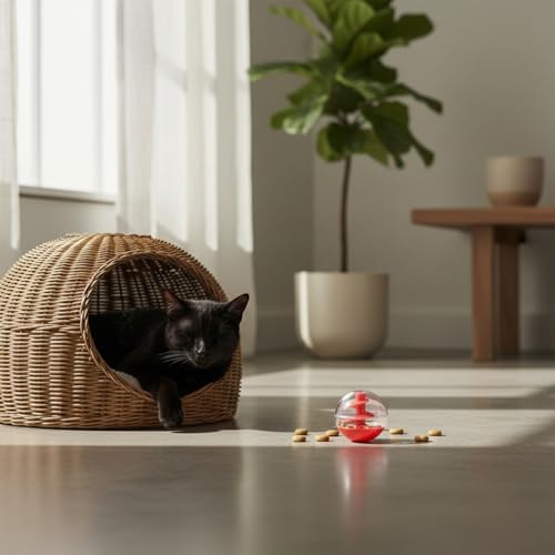 2Pcs Cat Treat Dispenser Toy, Interactive Cat Treat Ball for Cats, Plastic Pet Food Ball for Cats Kitten Training, Adjustable Leakage Mouth, Small 2 x 2in