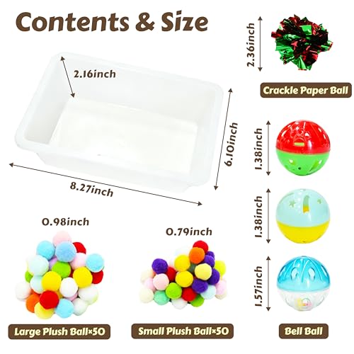 Hedgehog Dig Box Tray with Colorful Ball Bell Toy, Enrichment Accessories