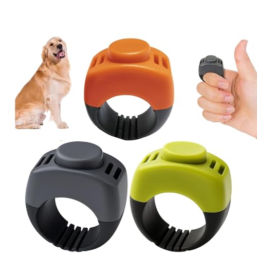 The Set of Easy Clicking Finger Ring Dog Training Clicker Included Large and Small 2 Sizes,Suitable for Dogs Cats Horses traing Allowing Effective Versatile Training (3pcs Grey+Green+Orange) - color: 3pcs Grey+Green+Orange