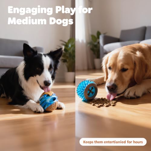 MECOOL 2PCS Durable Dog Chew Toys, Squeaky Chew Ball & Treat Dispensing Toy, Tough Nylon Ends & Natural Rubber for Aggressive Chewers, Interactive Puzzle Toys for All Breed Dogs,Bacon Flavored,Blue - color: Blue