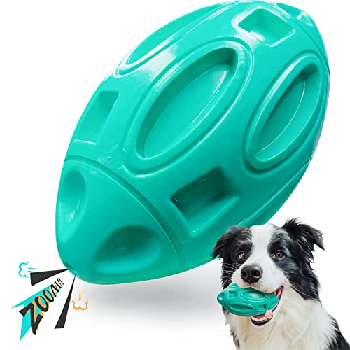 EASTBLUE Dog Toys for Aggressive Chewers, Indestructible Squeaky Football - color: Teal
