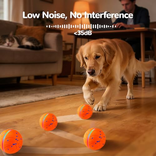 Smart Interactive Dog Toys Automatic Moving Dog Ball, Orange