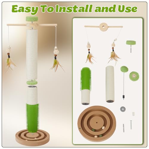 Cat Scratching Post, 26" Tall Scratch Post with Hanging Toy for Kittens - size: 26 Inch Tall