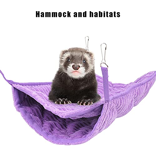 Large Ferret Hammock, Hanging Tunnel Bed for Cage Rats Chinchilla - color: Purple