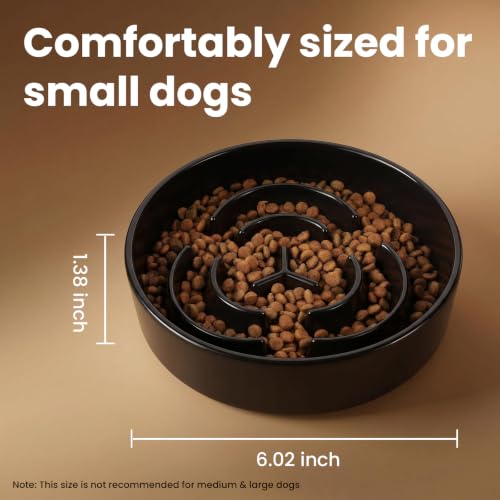 Ceramic Slow Feeder Dog Bowls 0.6 Cups for Small Fast Eaters,White - color: Black, size: S - 0.6 Cups