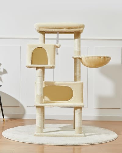 Taoqimiao Cat Tree, 49In Cat Tower for Indoor Cats Large Adult - color: Beige, size: 49.2 Inches