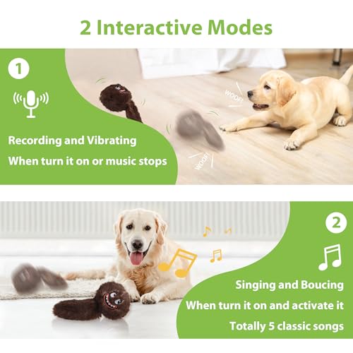PETGEEK Vibrating Squeaky Dog Ball, USB Rechargeable 350mAh Toy, Brown - color: Brown-350mAh